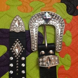 Leather bling belt